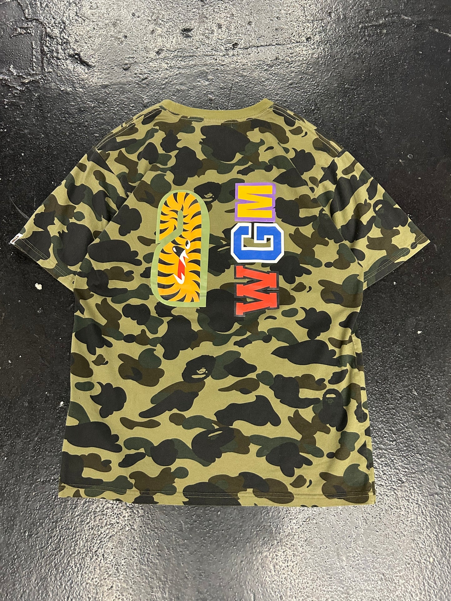 BAPE 1ST CAMO SHARK GREEN CAMO TEE (PRE-OWNED)
