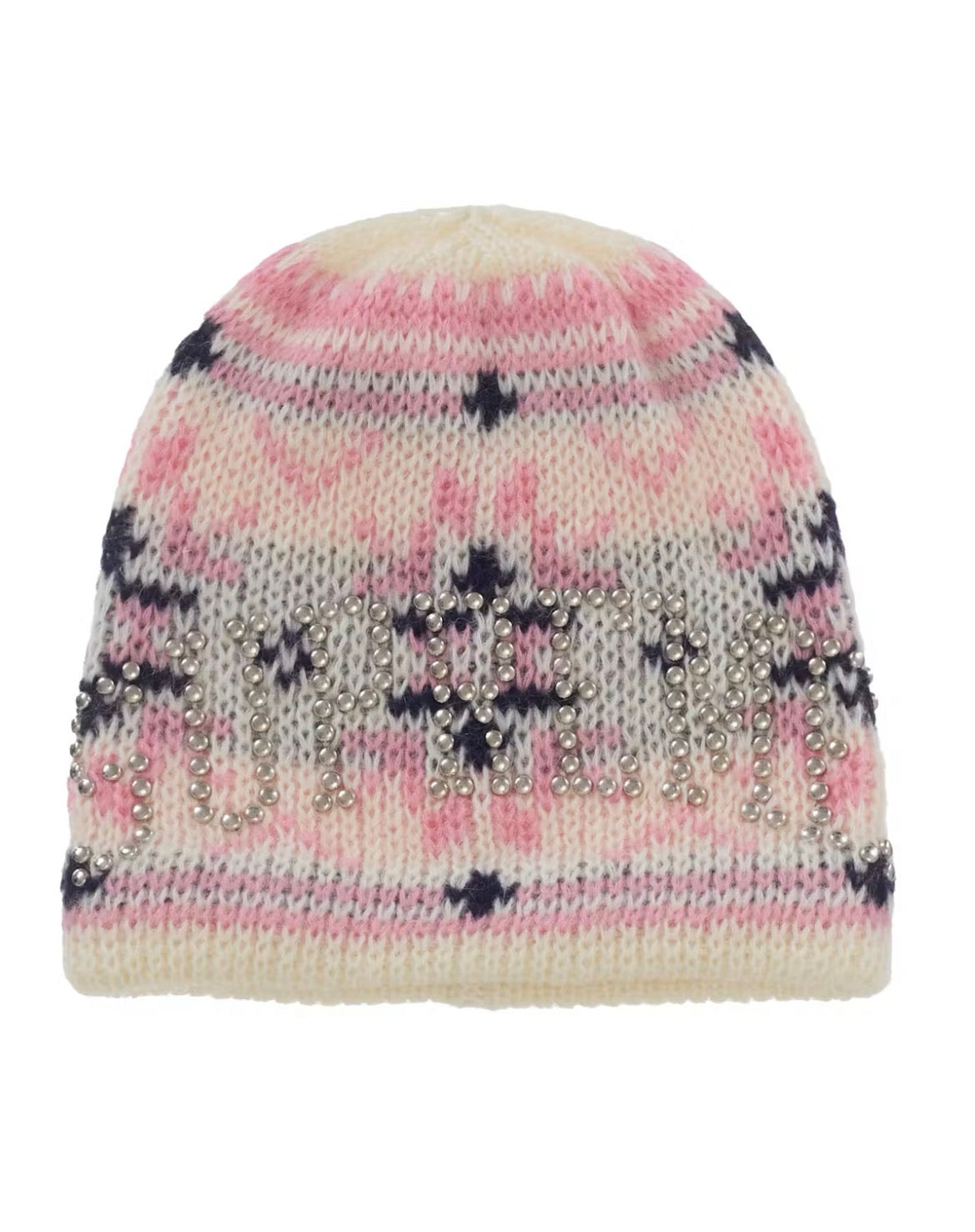 SUPREME STUDDED FAIR ISLE BEANIE “WHITE”