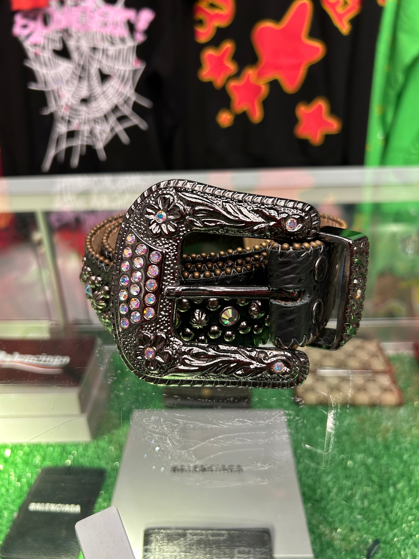 BB SIMONS BLACK STUDDED BELT (PRE-OWNED)