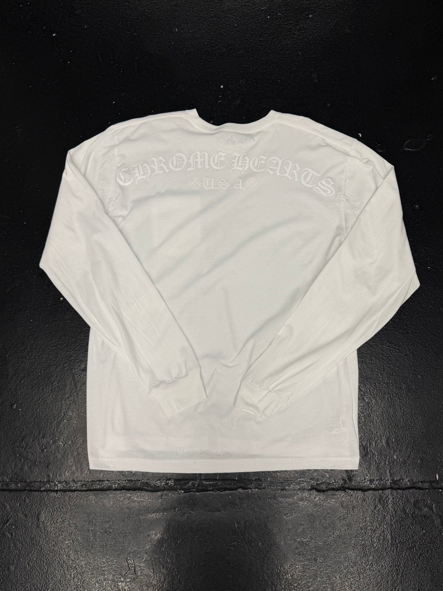 CHROME HEARTS WHITE ON WHITE FLORAL USA LONG SLEEVE (BRAND NEW)