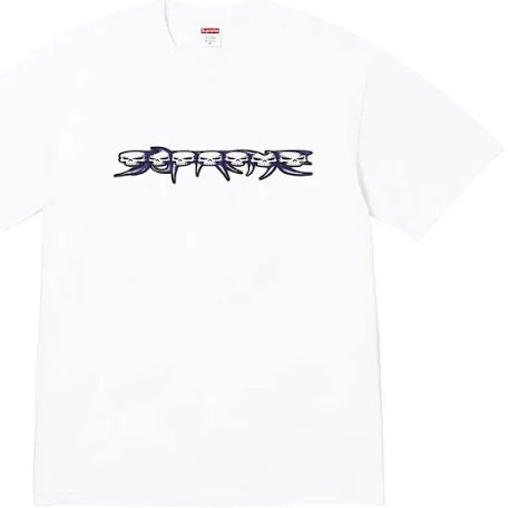 SUPREME SKULLS SPELL OUT WHITE TEE (BRAND NEW)