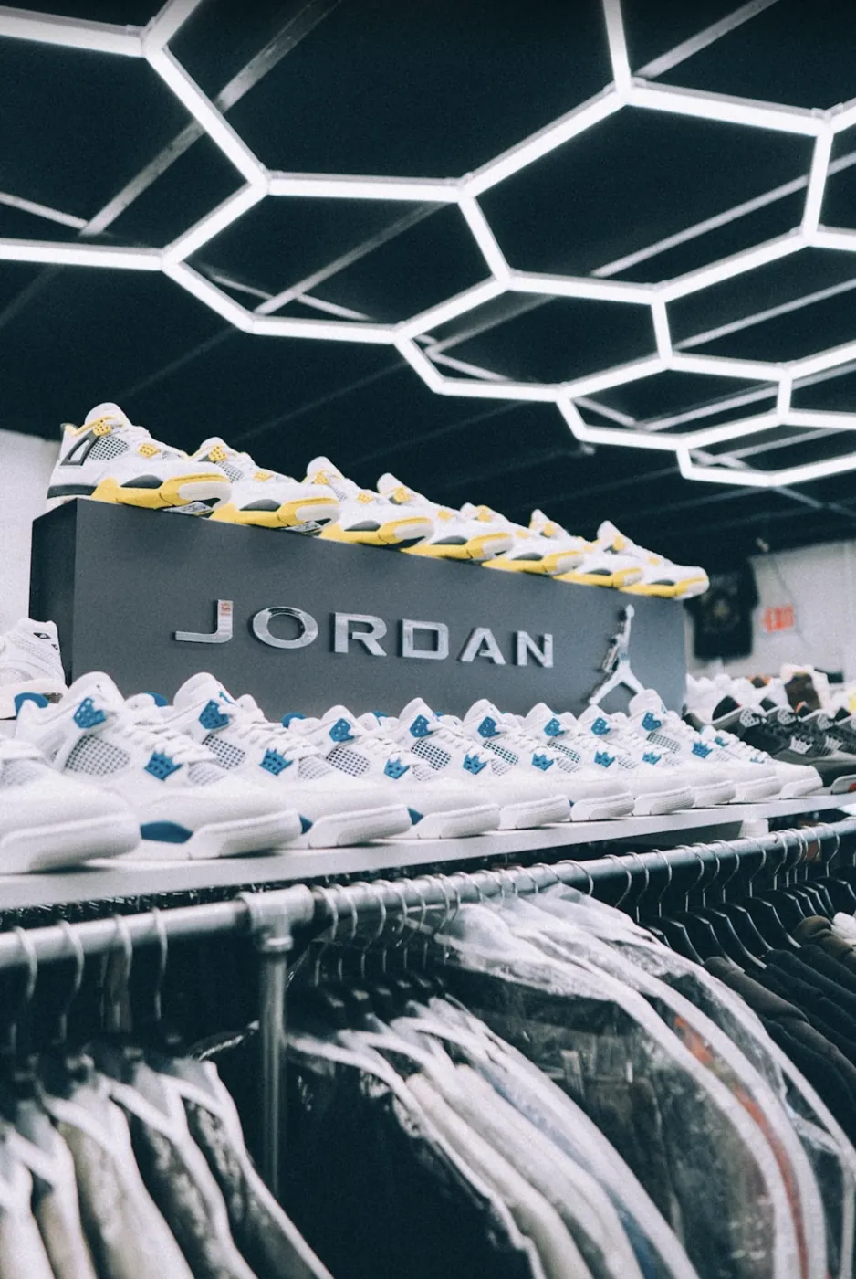 Jordan display under the hexagon lights at A-List Tulsa