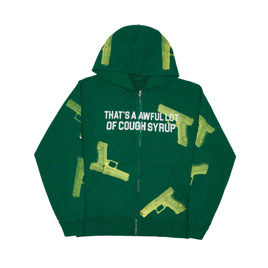 THATS A AWFUL LOT OF COUGH SYRUP GREEN “GLOCC” ZIP-UP