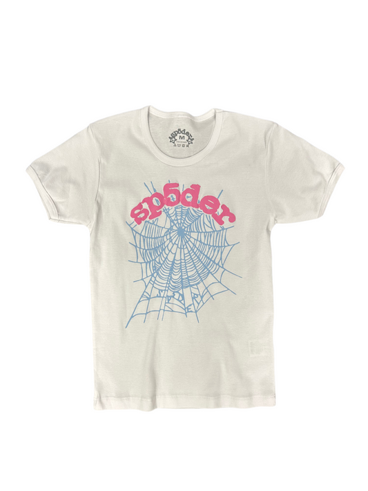 SP5DER WOMENS PINK/ BLUE WHITE TEE (BRAND NEW)