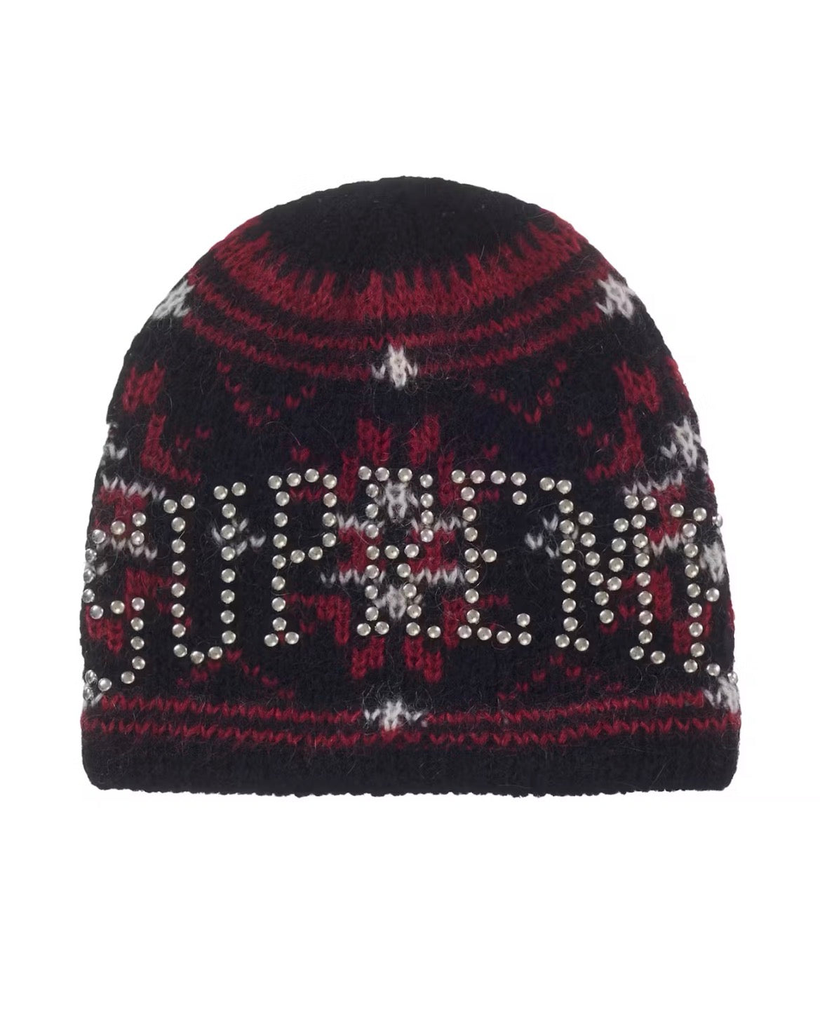 SUPREME STUDDED FAIR ISLE BEANIE “RED”