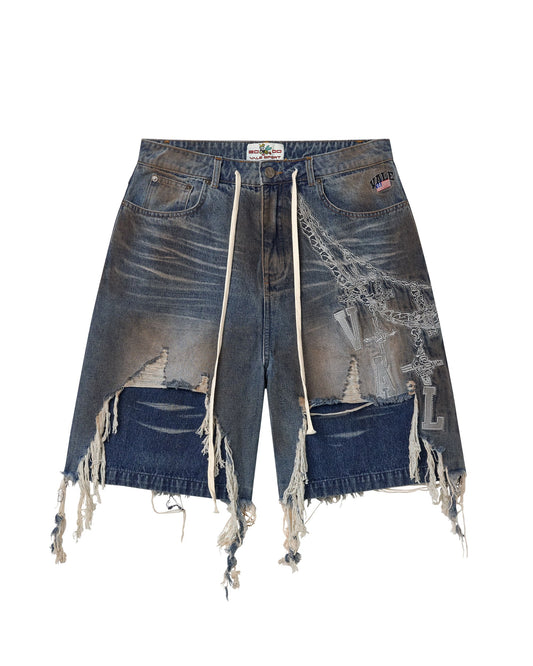 VALE FOREVER CHAIN JORTS “BLUE” (BRAND NEW)