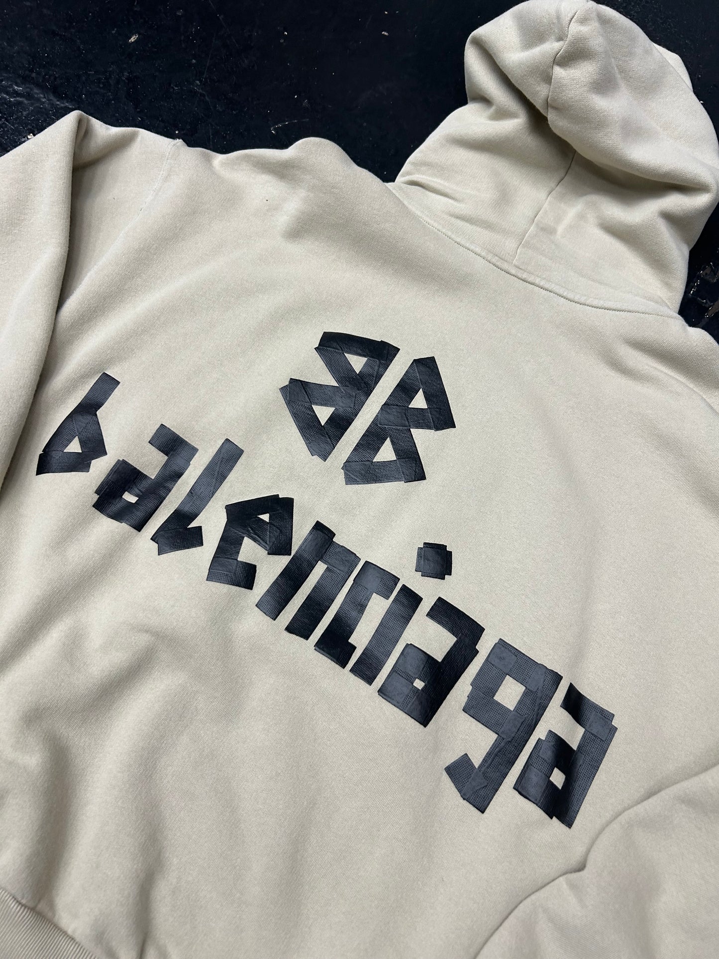 BALENCIAGA RIPPED POCKET HOODIE “BEIGE” (PRE-OWNED)