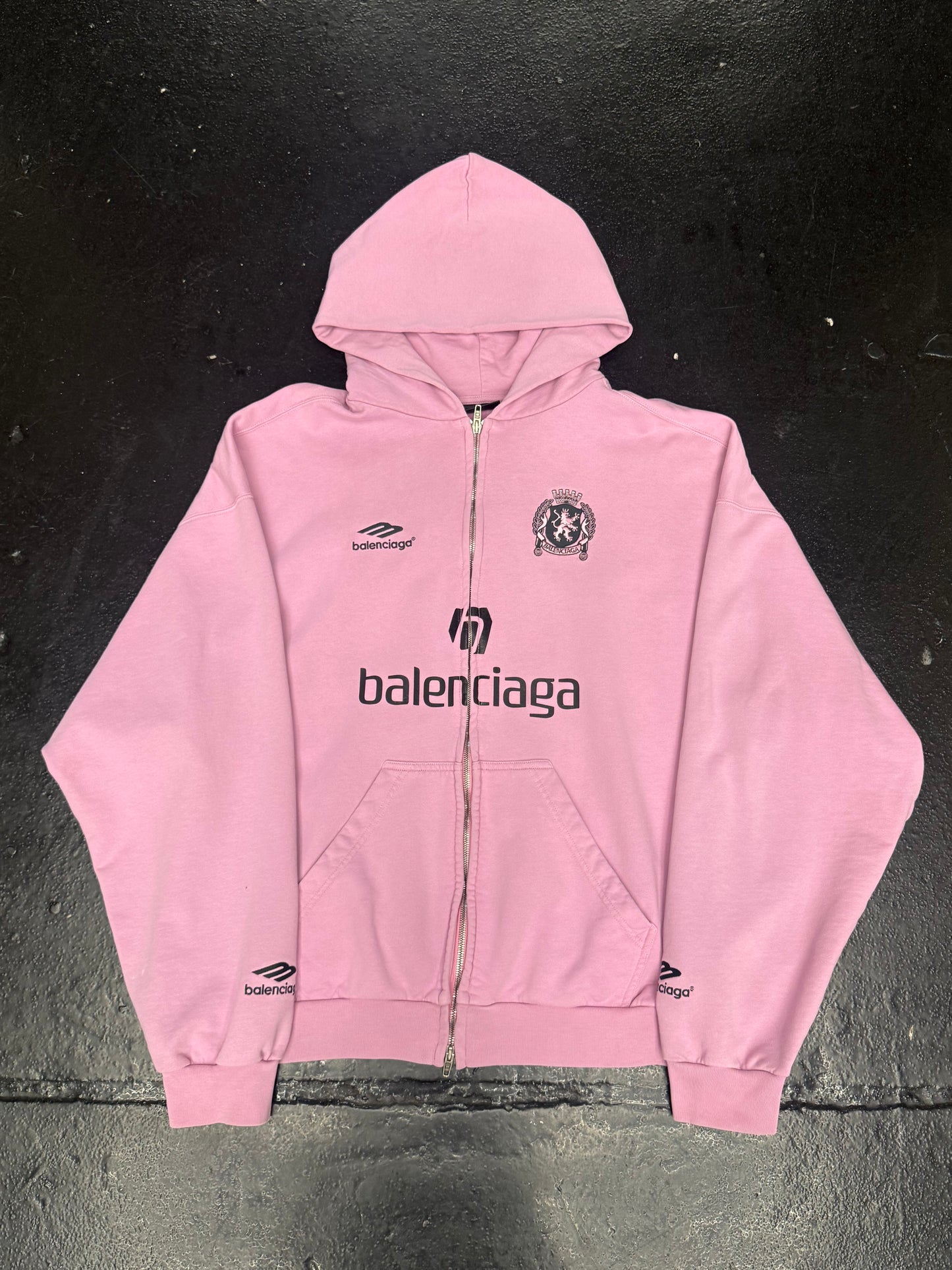 BALENCIAGA SOCCER ZIP UP HOODIE (PRE-OWNED) (TAGGED M FITS L/XL)