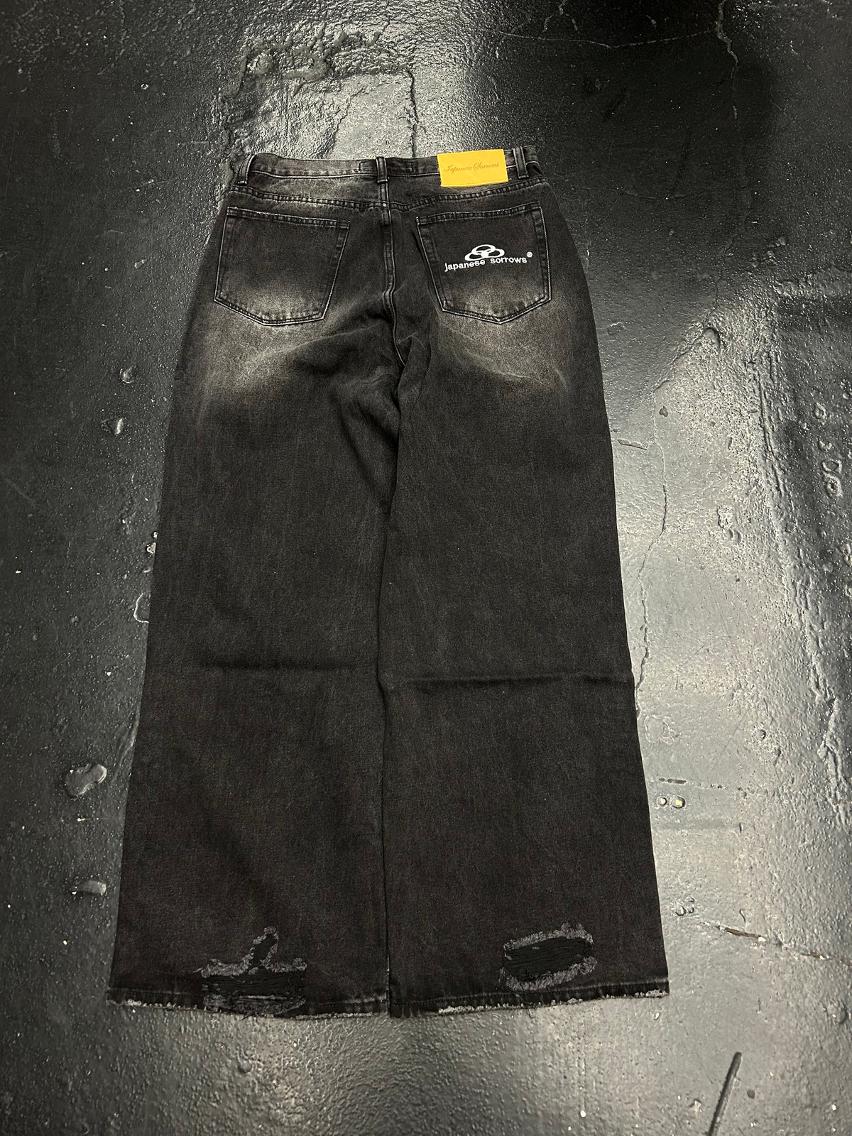 JAPANESE SORROWS 15 O.Z. BAGGY EMBELLISHED JEANS “BLACK” (BRAND NEW) (SIZE 34)
