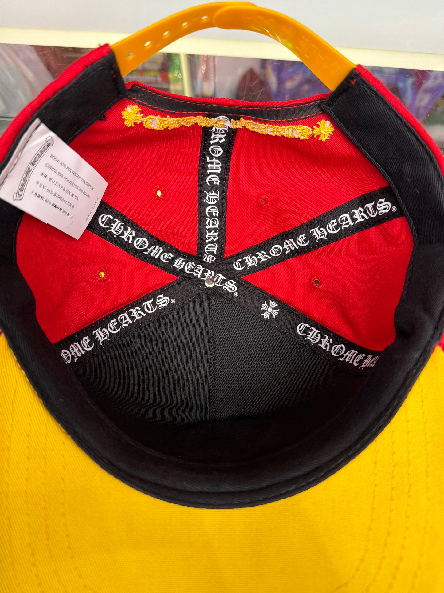 CHROME HEARTS CH EMBROIDERED “RED/ YELLOW” BASEBALL HAT (PRE-OWNED)