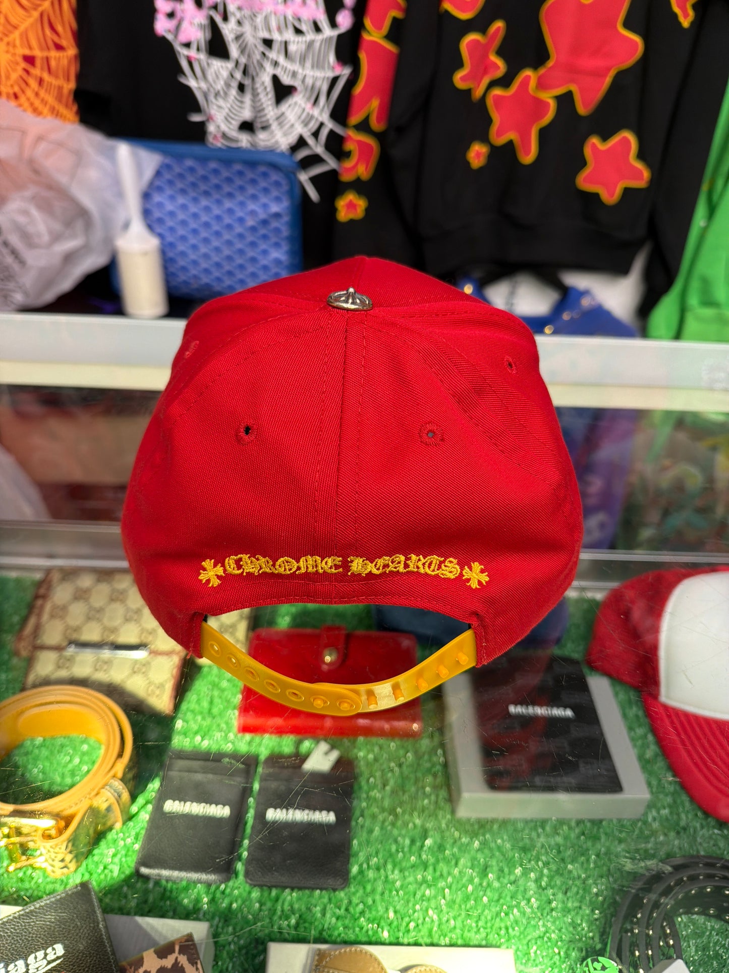 CHROME HEARTS CH EMBROIDERED “RED/ YELLOW” BASEBALL HAT (PRE-OWNED)