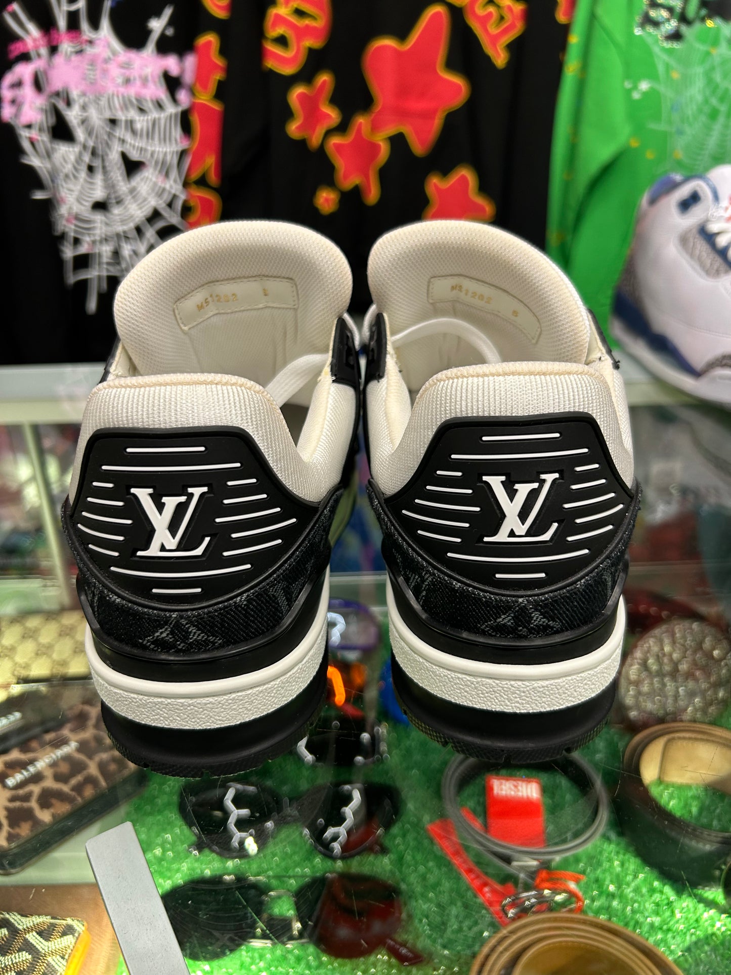 LOUIS VUITTON LV TRAINER WHITE BLACK (PRE-OWNED W/ BOX)