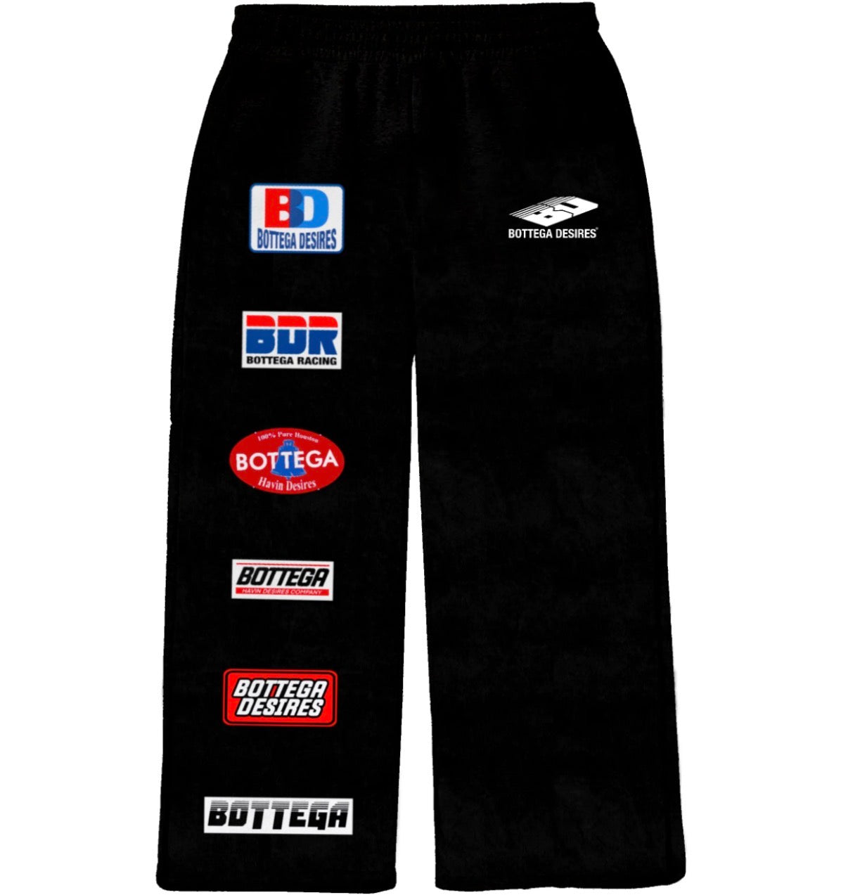BOTTEGA DESIRES PATCHES BLACK SWEATPANTS (BRAND NEW)