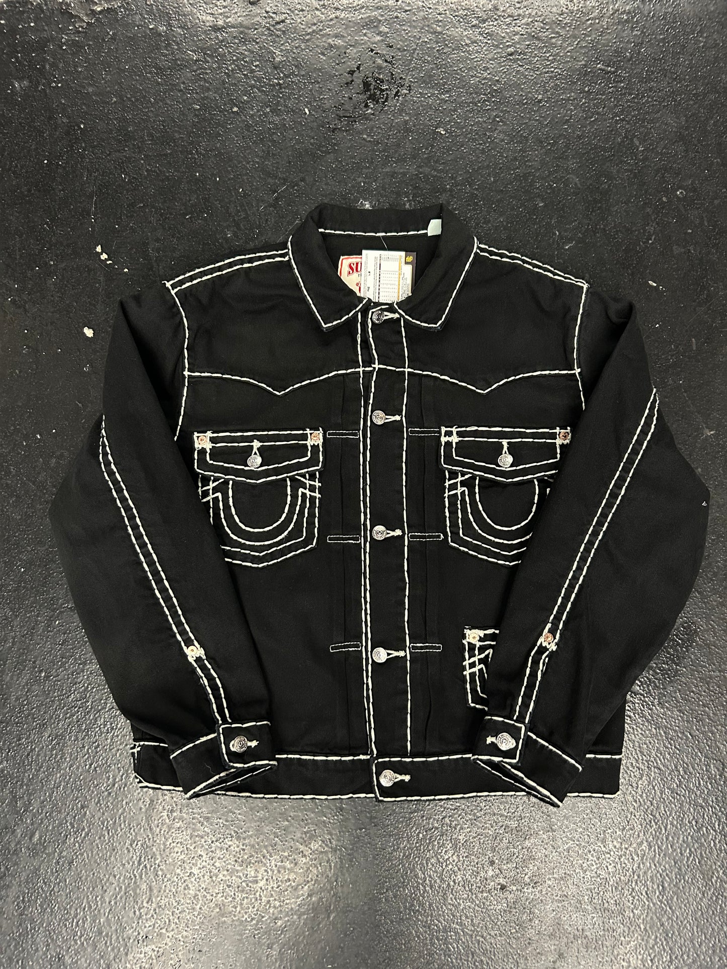 SUPREME X TRUE RELIGION BLACK JEAN JACKET (PRE-OWNED)
