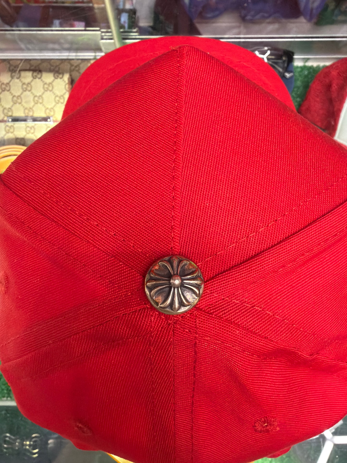 CHROME HEARTS CH EMBROIDERED “RED/ YELLOW” BASEBALL HAT (PRE-OWNED)