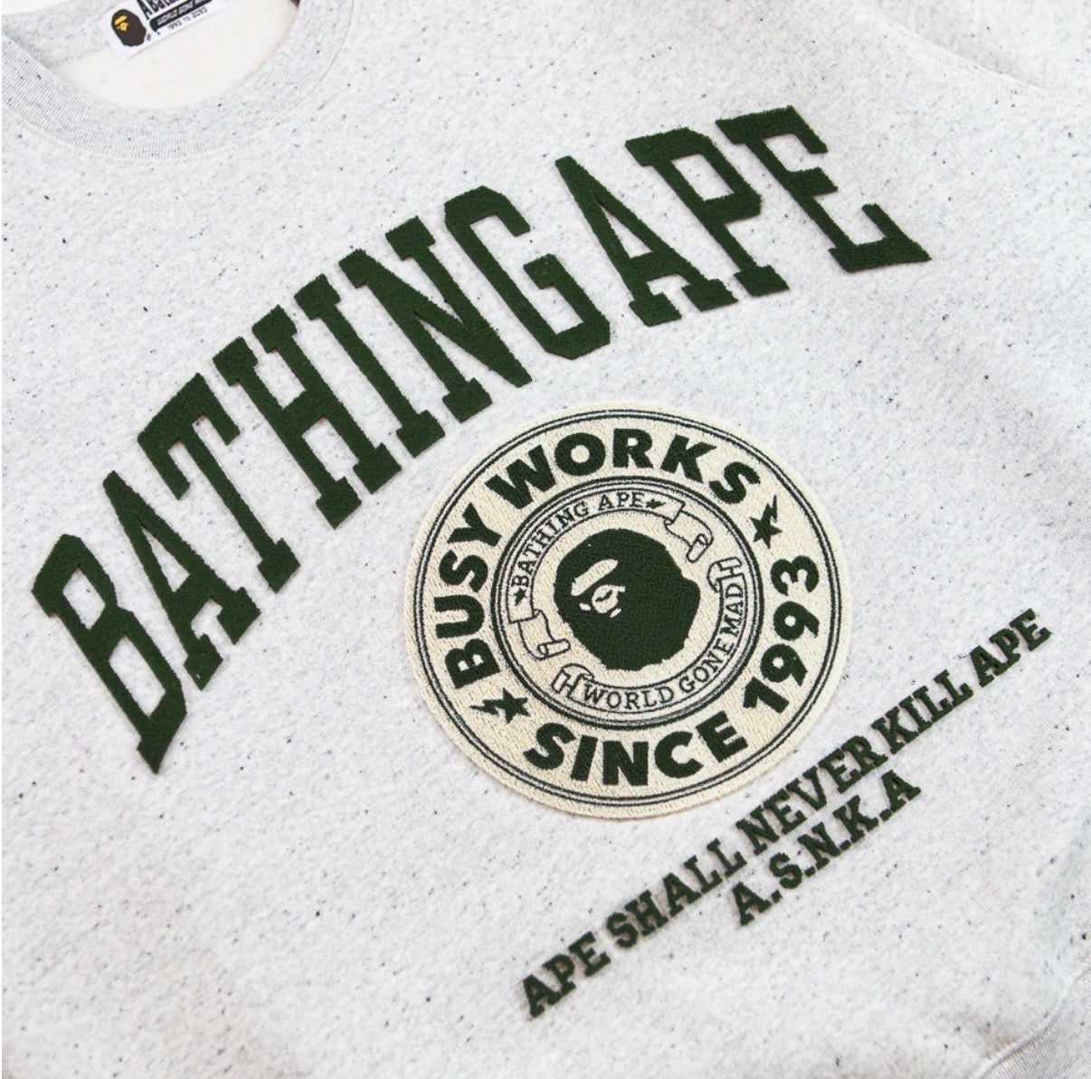 BAPE COLLEGE SWEATSHIRT GREY (BRAND NEW)