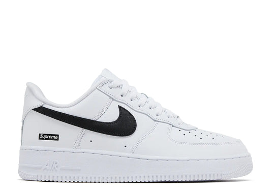AIR FORCE 1 BOX LOGO WHITE BLACK SUPREME