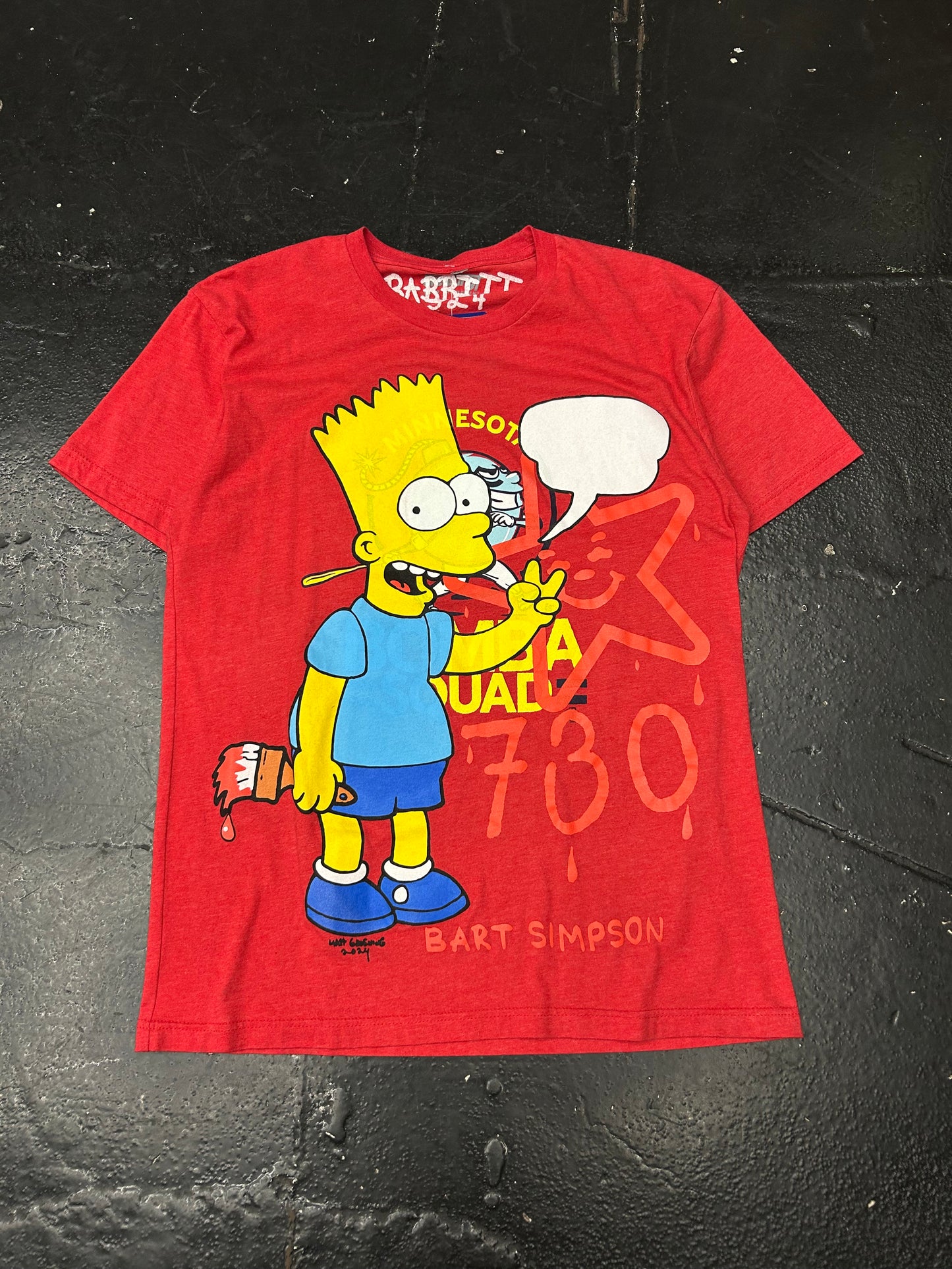 ASSPIZZA X BABBIT BART SIMPSON RED TEE (BRAND NEW)