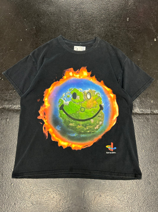 CACTUS JACK X PLAYSTATION FLAMING WORLD BLACK TEE (PRE-OWNED)