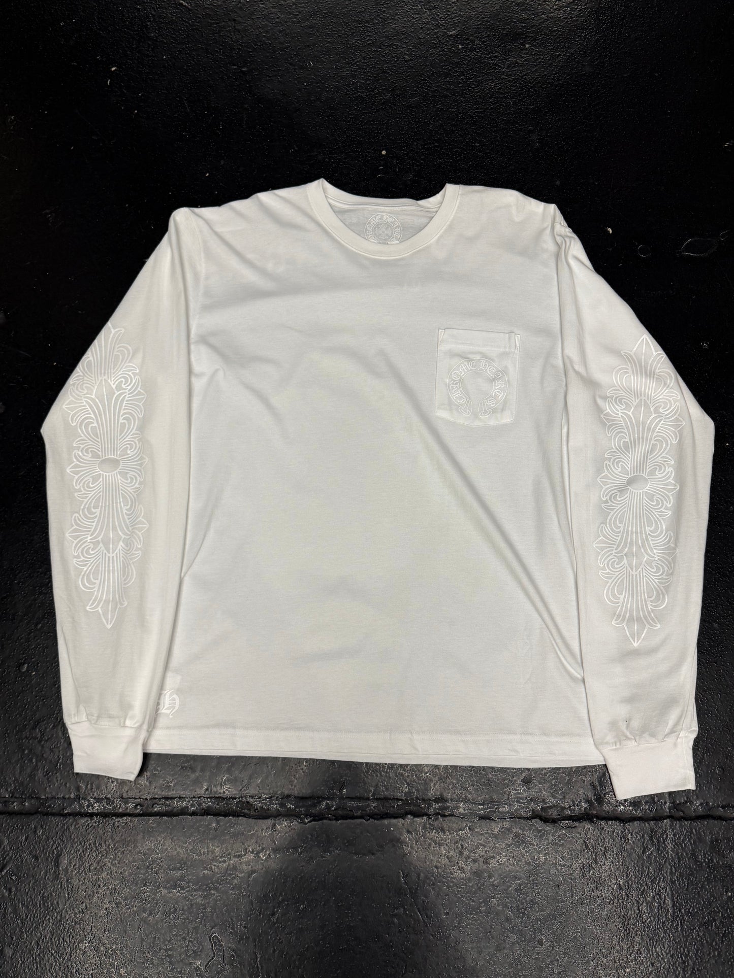 CHROME HEARTS WHITE ON WHITE FLORAL USA LONG SLEEVE (BRAND NEW)