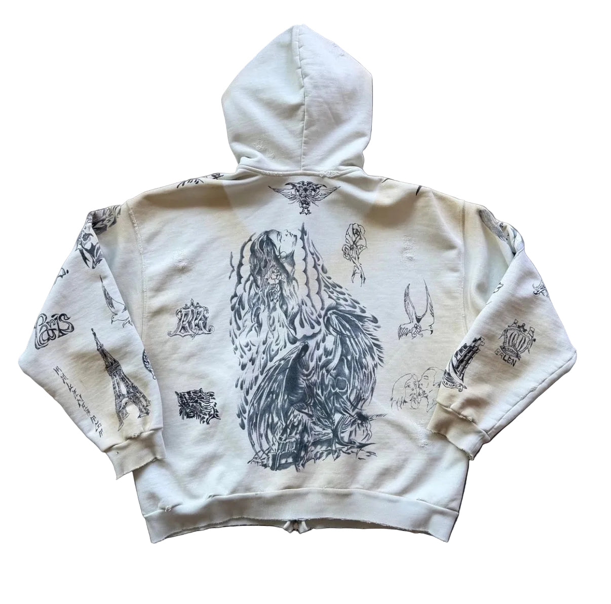 BALENCIAGA TATTOO ZIP UP HOODIE (PRE-OWNED)
