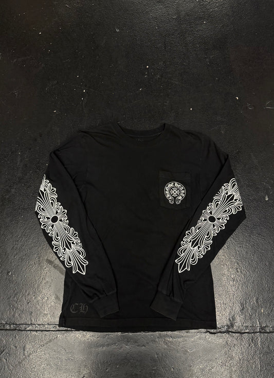 CHROME HEARTS FLORAL HORSESHOE ASPEN LONG SLEEVE T-SHIRT (PRE-OWNED)