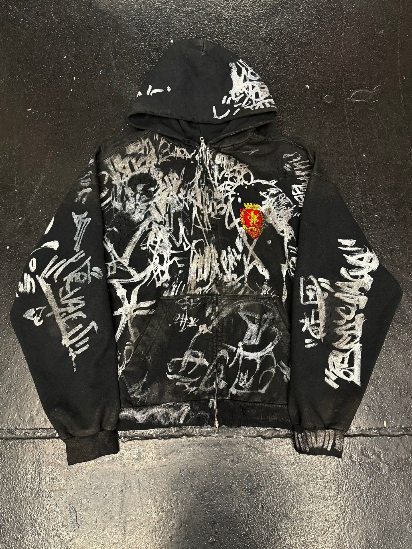 BALENCIAGA BLACK SKATER GRAFFITI ZIP UP SWEATSHIRT (PRE-OWNED)