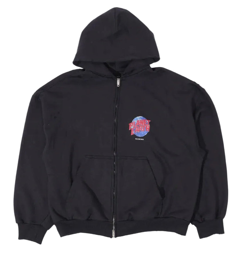 BALENCIAGA PLANET EARTH ZIP UP HOODIE (PRE-OWNED)