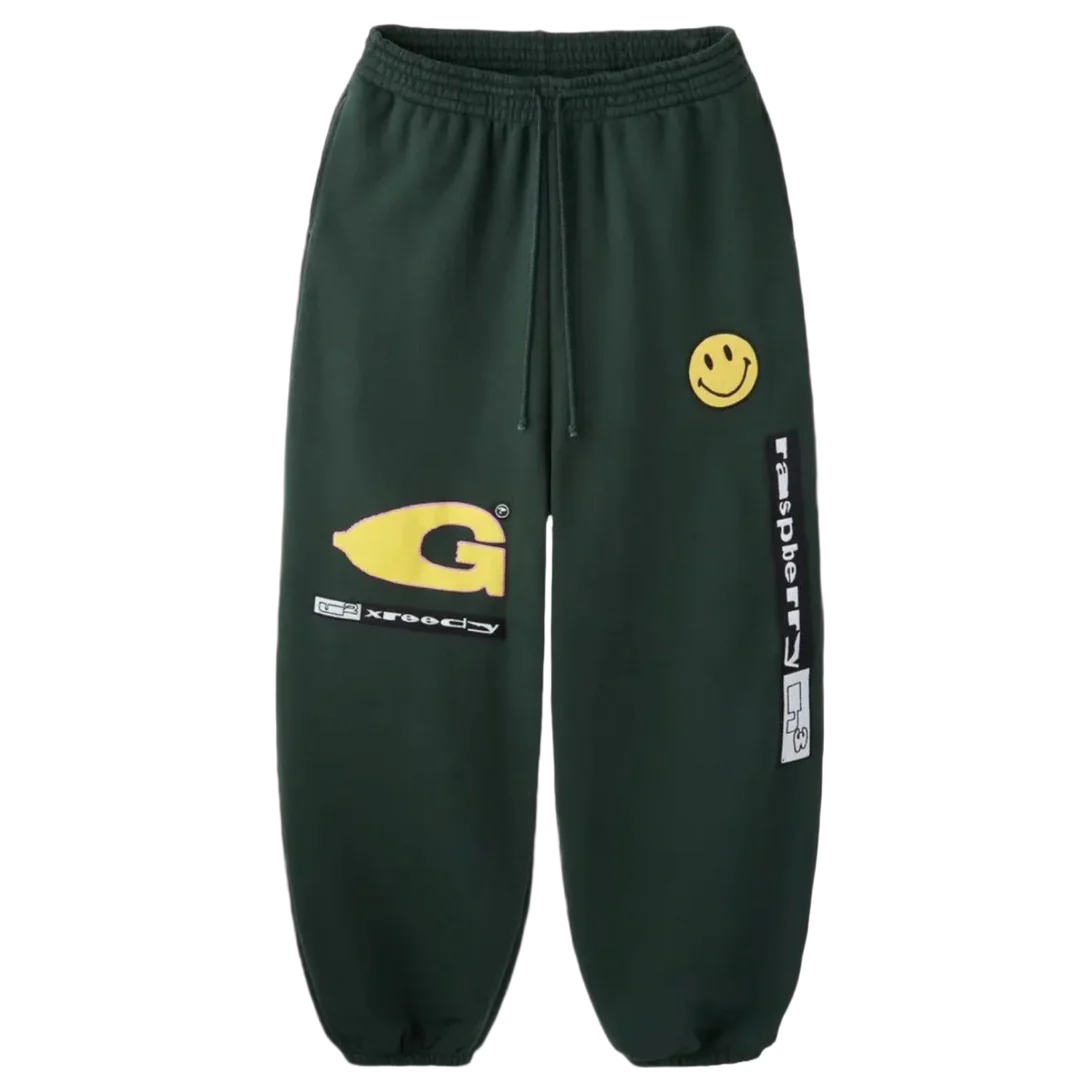 GOLD+VINTAGE GALLERY RASPBERRY HILLS X GREEDY UNIT GREEN GARBAGE SWEATPANTS (VNDS)
