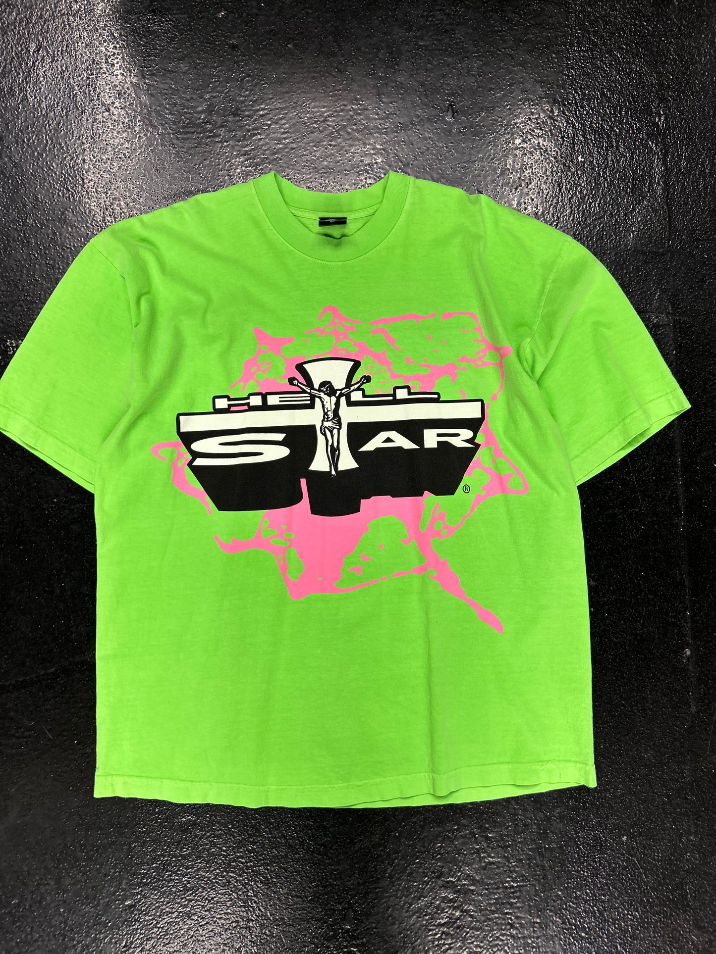 HELLSTAR NEON GREEN PINK  PATH TO PARADISE TEE (BRAND NEW)
