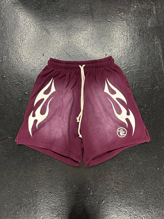 HELLSTAR FLAME BURGUNDY SWEAT SHORTS (BRAND NEW)