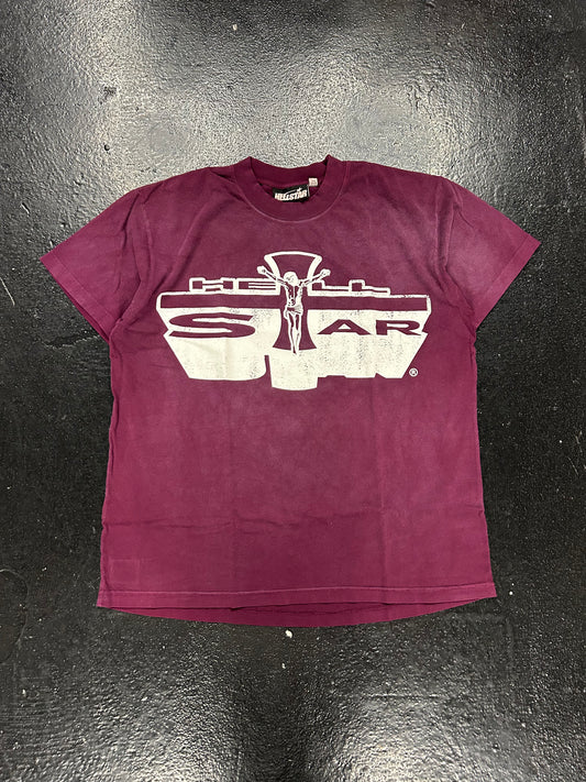 HELLSTAR BURGUNDY CROSS TEE (BRAND NEW)