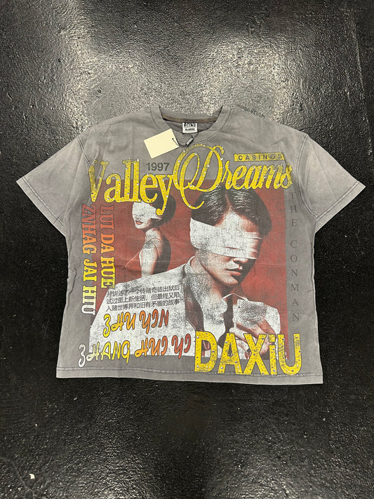 VALE VALLEY DREAMS BLIND FOLDED GREY TEE (BRAND NEW)