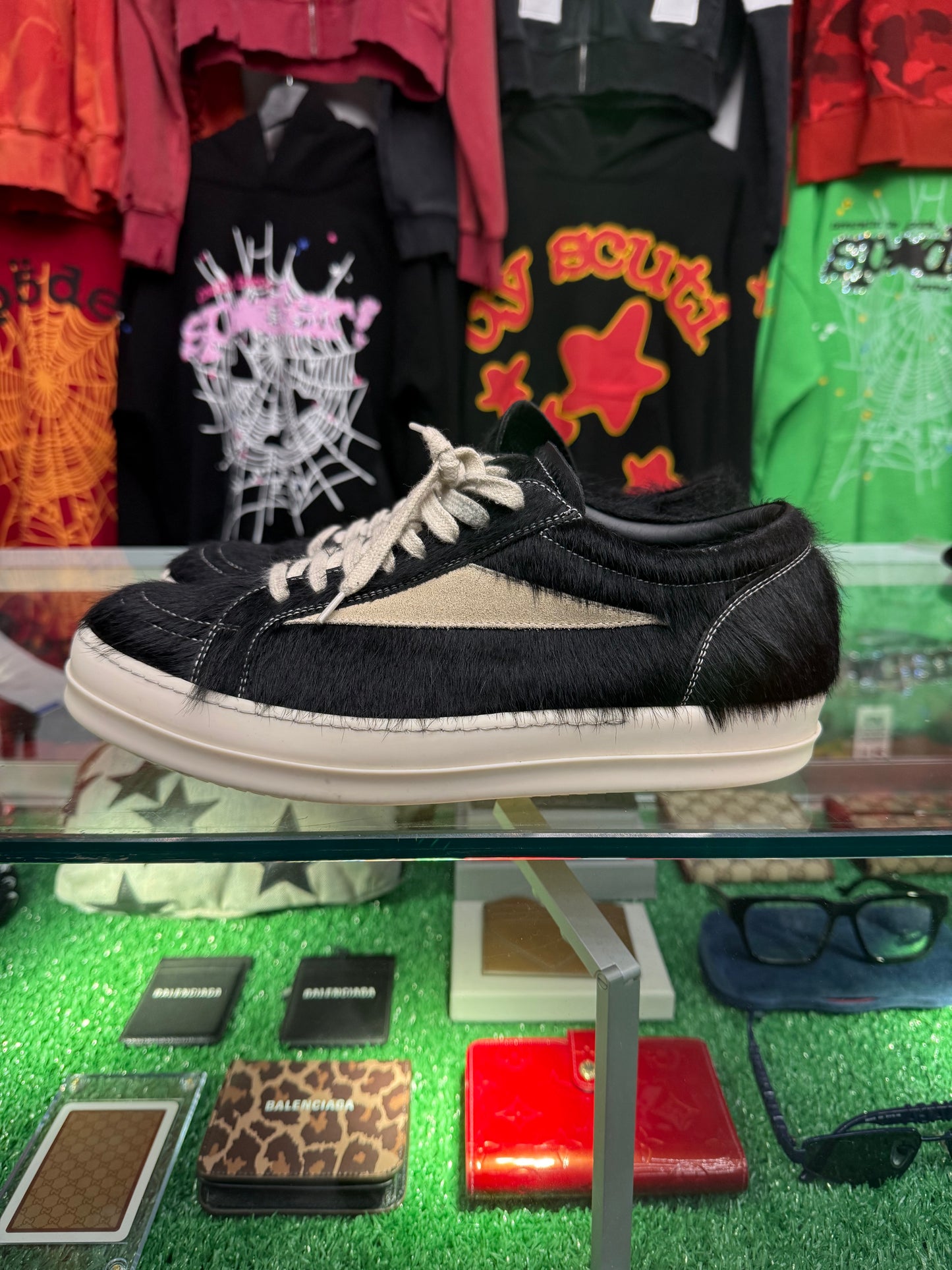 RICK OWENS PONY HAIR VINTAGE SNEAKERS (PRE-OWNED W/ BOX)