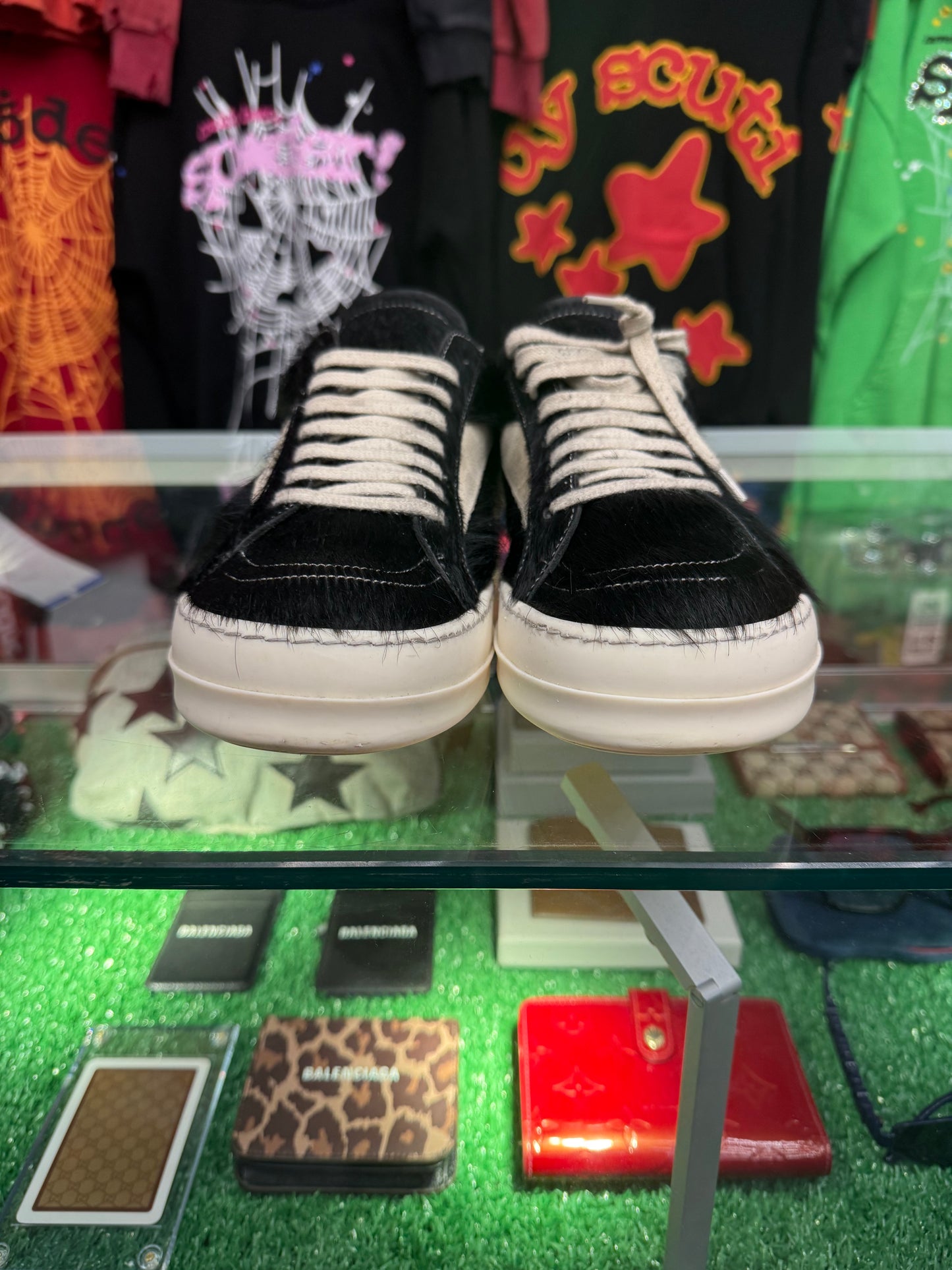 RICK OWENS PONY HAIR VINTAGE SNEAKERS (PRE-OWNED W/ BOX)