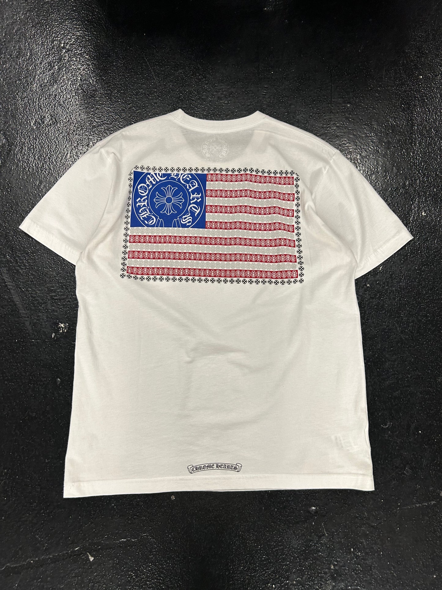 CHROME HEARTS AMERICAN FLAG WHITE TEE (PRE-OWNED)