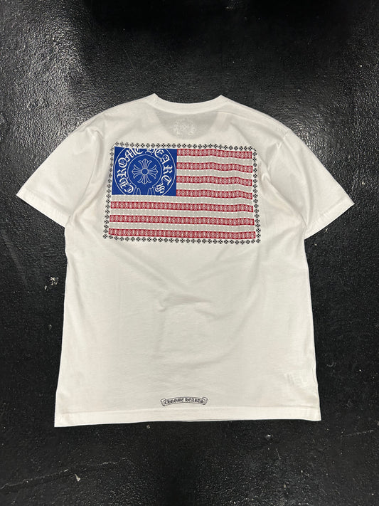 CHROME HEARTS AMERICAN FLAG WHITE TEE (PRE-OWNED)