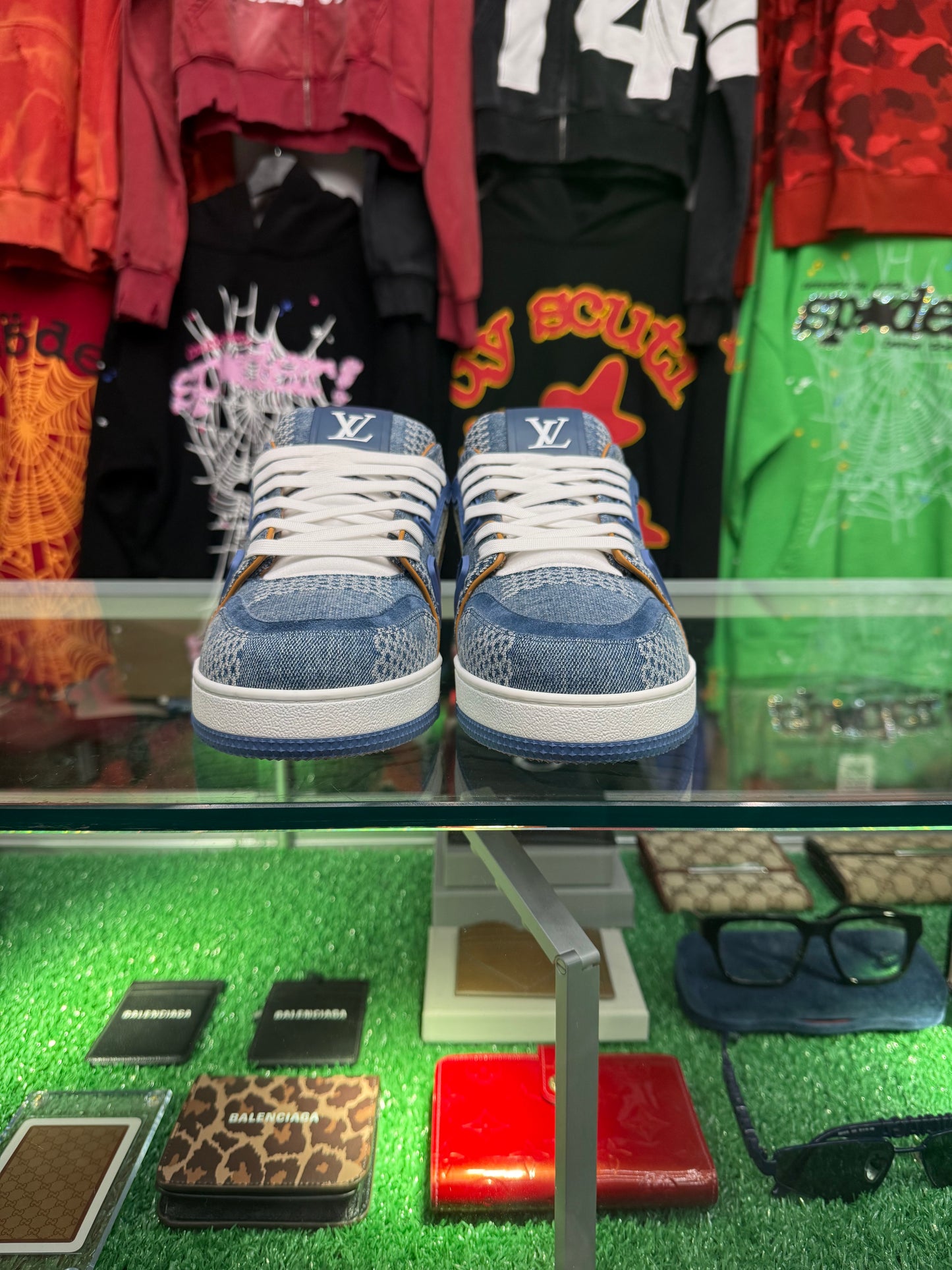 LOUIS VUITTON LV TRAINER BLUE DAMIER 3D DENIM