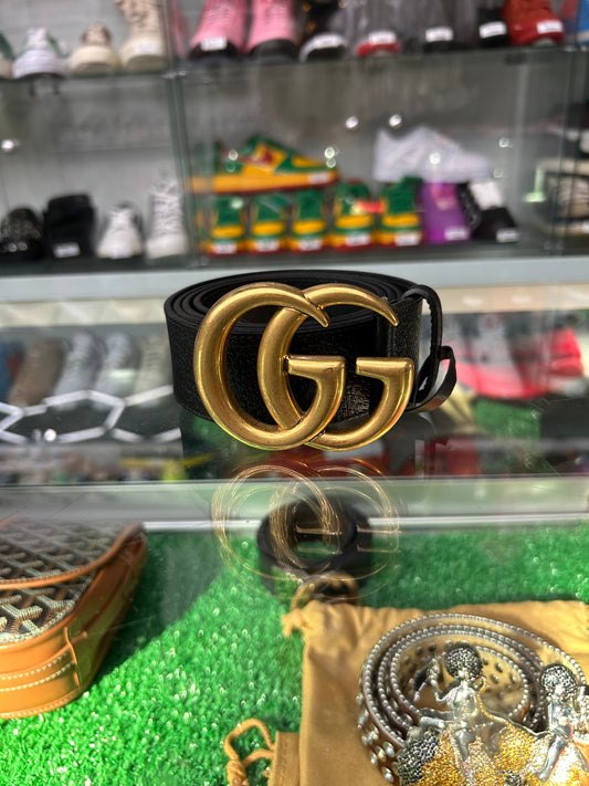 GUCCI BLACK GOLD MENS BELT (PRE-OWNED)