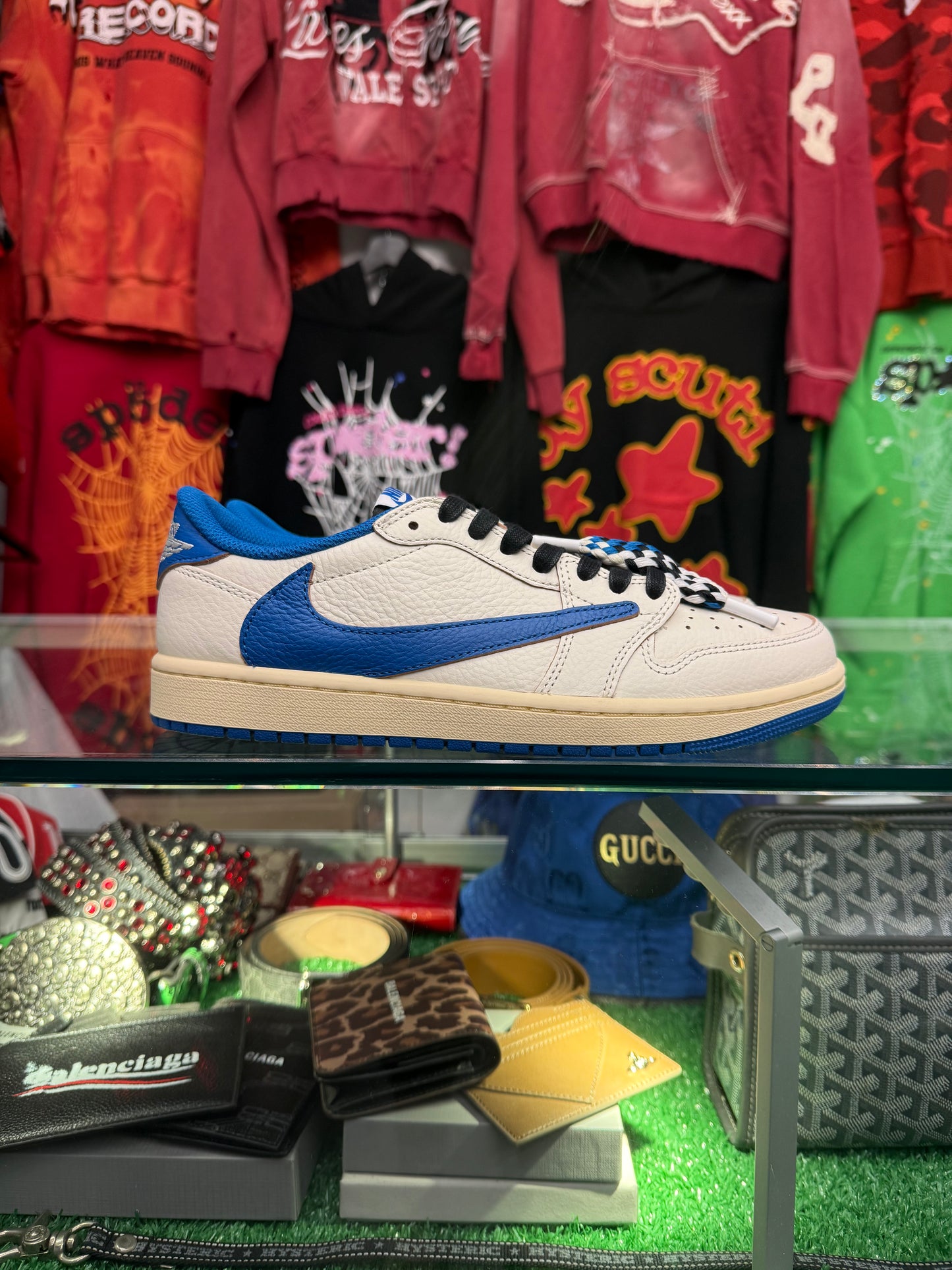 JORDAN 1 LOW TRAVIS SCOTT FRAGMENT DESIGN SAIL MILITARY BLUE (BRAND NEW)