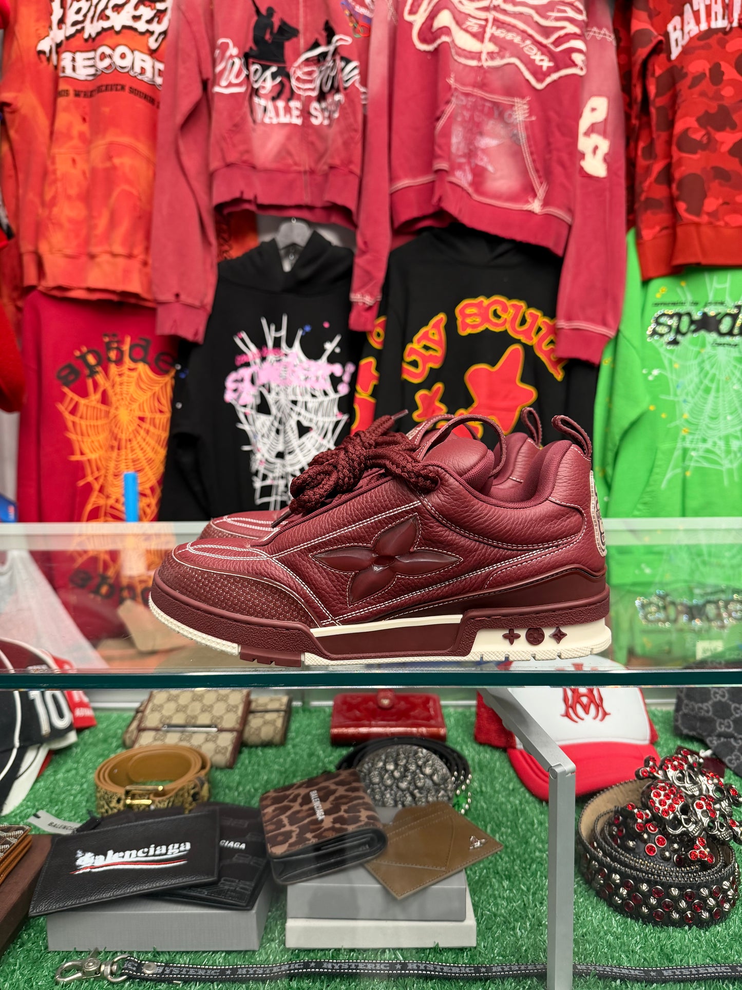 LOUIS VUITTON LV SKATE SNEAKER BURGUNDY (PRE-OWNED NO BOX)