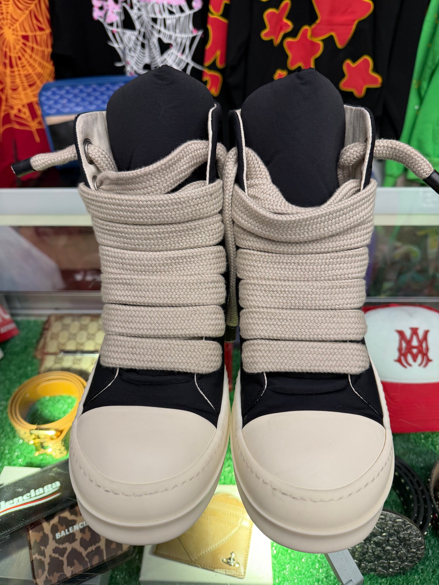 RICK OWENS DRKSHDW JUMBO LACE RAMONES (PRE-OWNED W/ BOX)