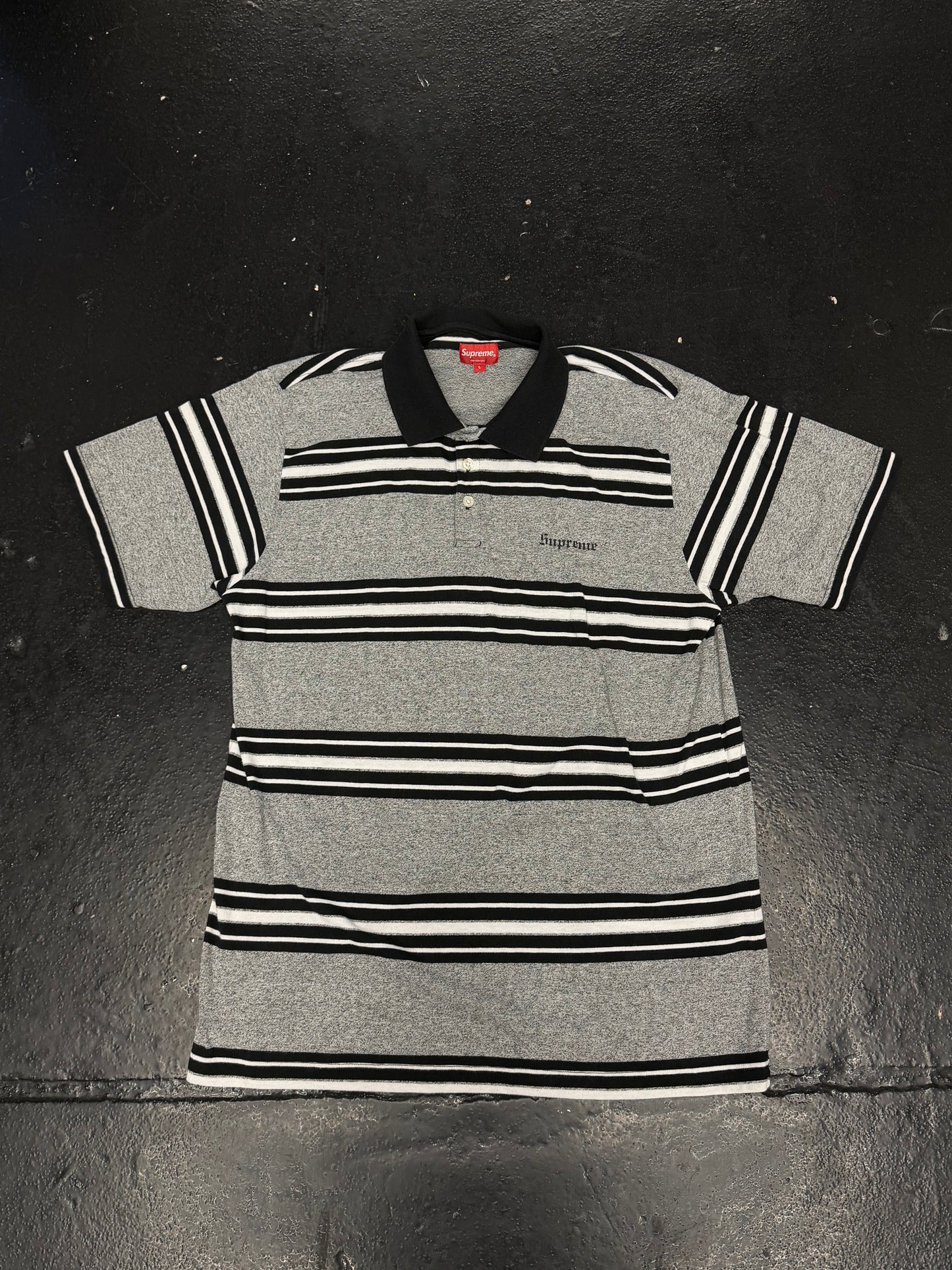 SUPREME WASHED STRIPED POLO (PRE-OWNED)