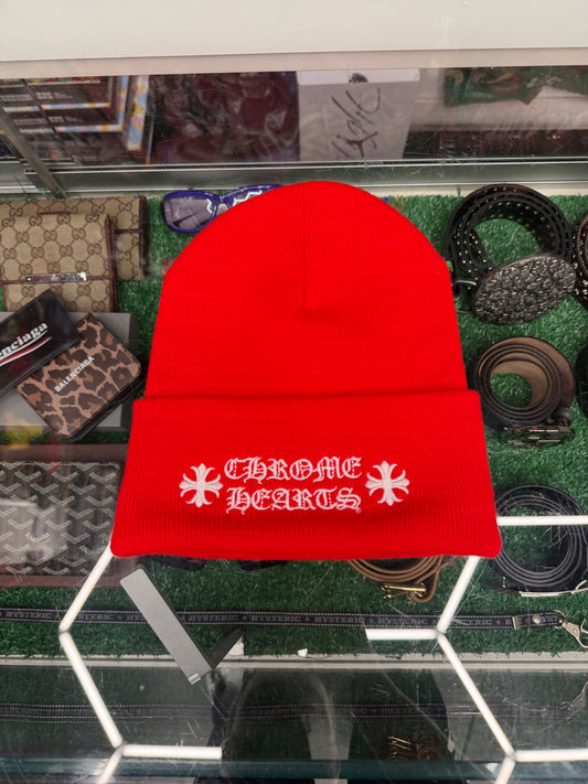 CHROME HEARTS RED LOGO BEANIE (BRAND NEW)