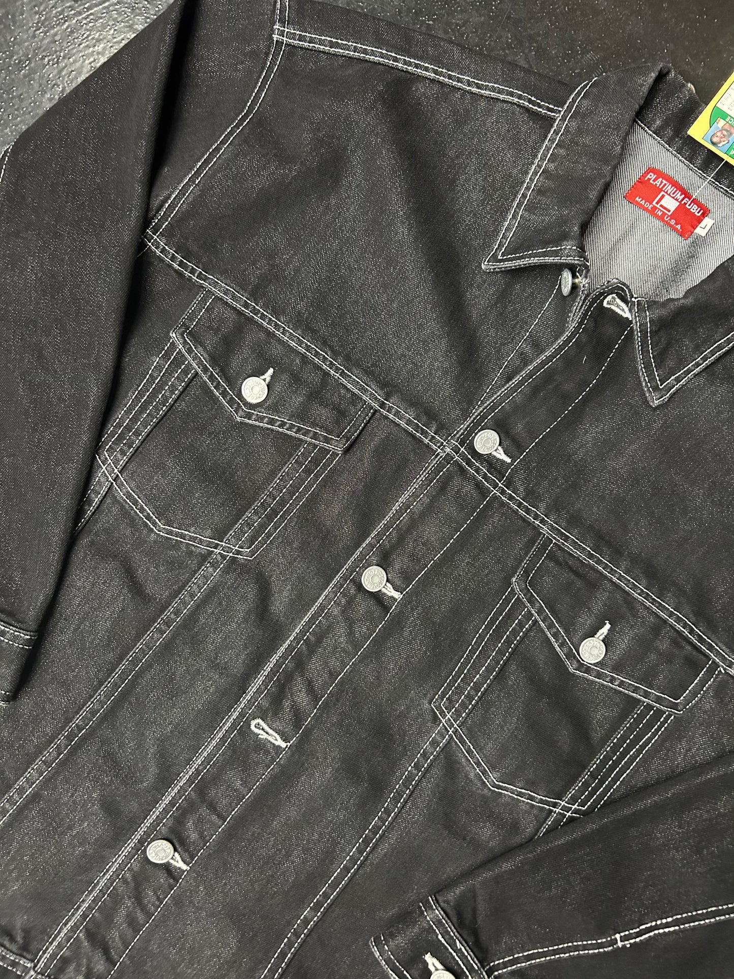 FUBU PLATINUM BLACK DENIM JACKET (PRE-OWNED)