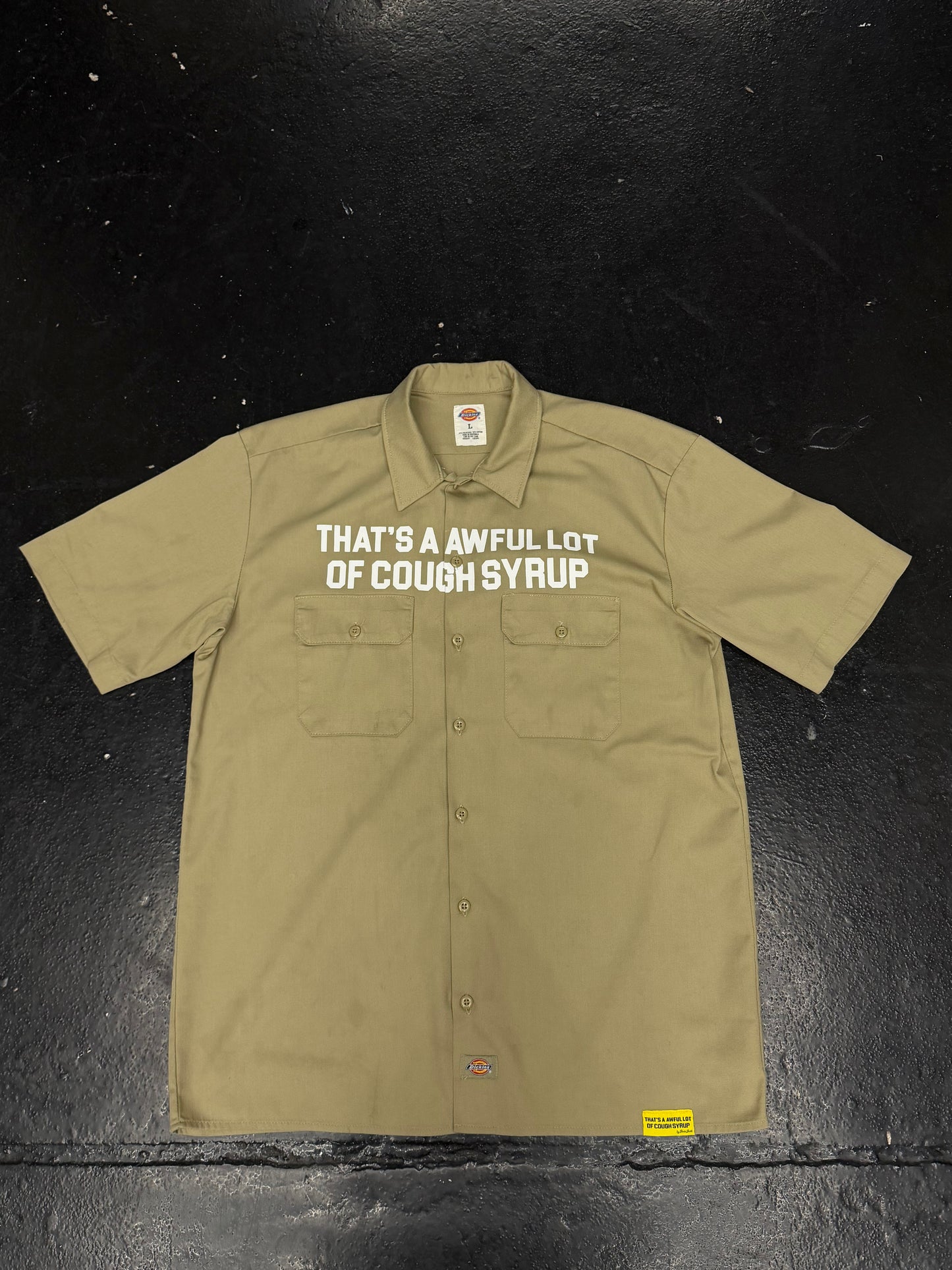 AWFUL LOTTA COUGH SYRUP X DICKIES TAN BUTTON UP (PRE-OWNED)