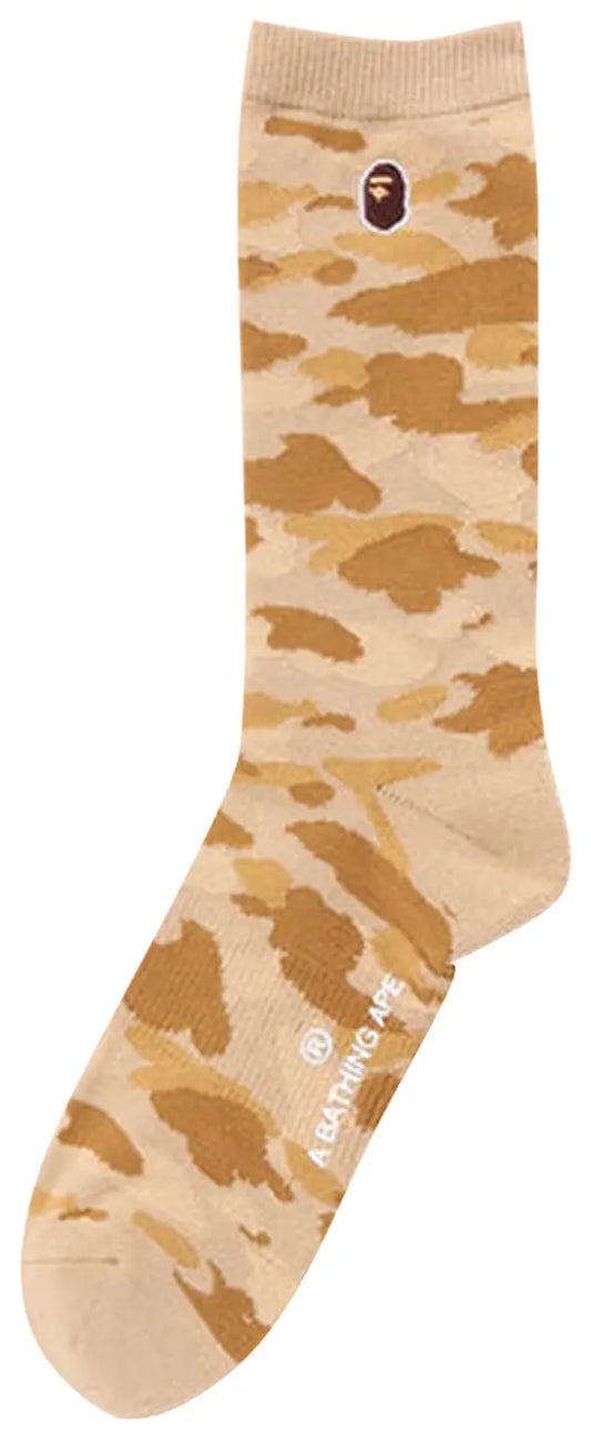 A BATHING APE BAPE TAN CAMO SOCKS