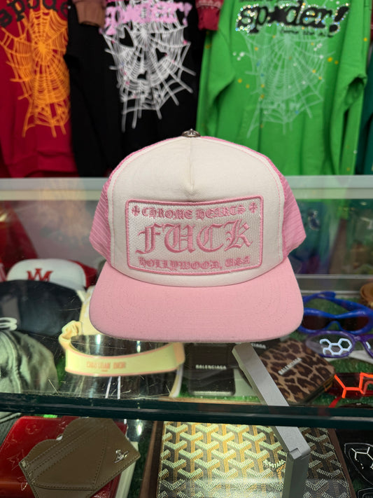 CHROME HEARTS PINK F**K TRUCKER HAT (PRE-OWNED)