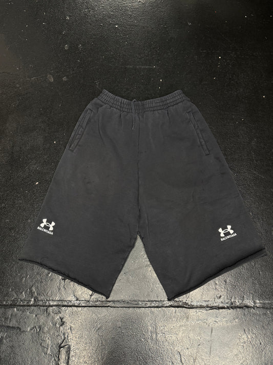 BALECNIAGA X UNDER ARMOUR 3/4 CUT OFF SWEAT SHORTS (PRE-OWNED)
