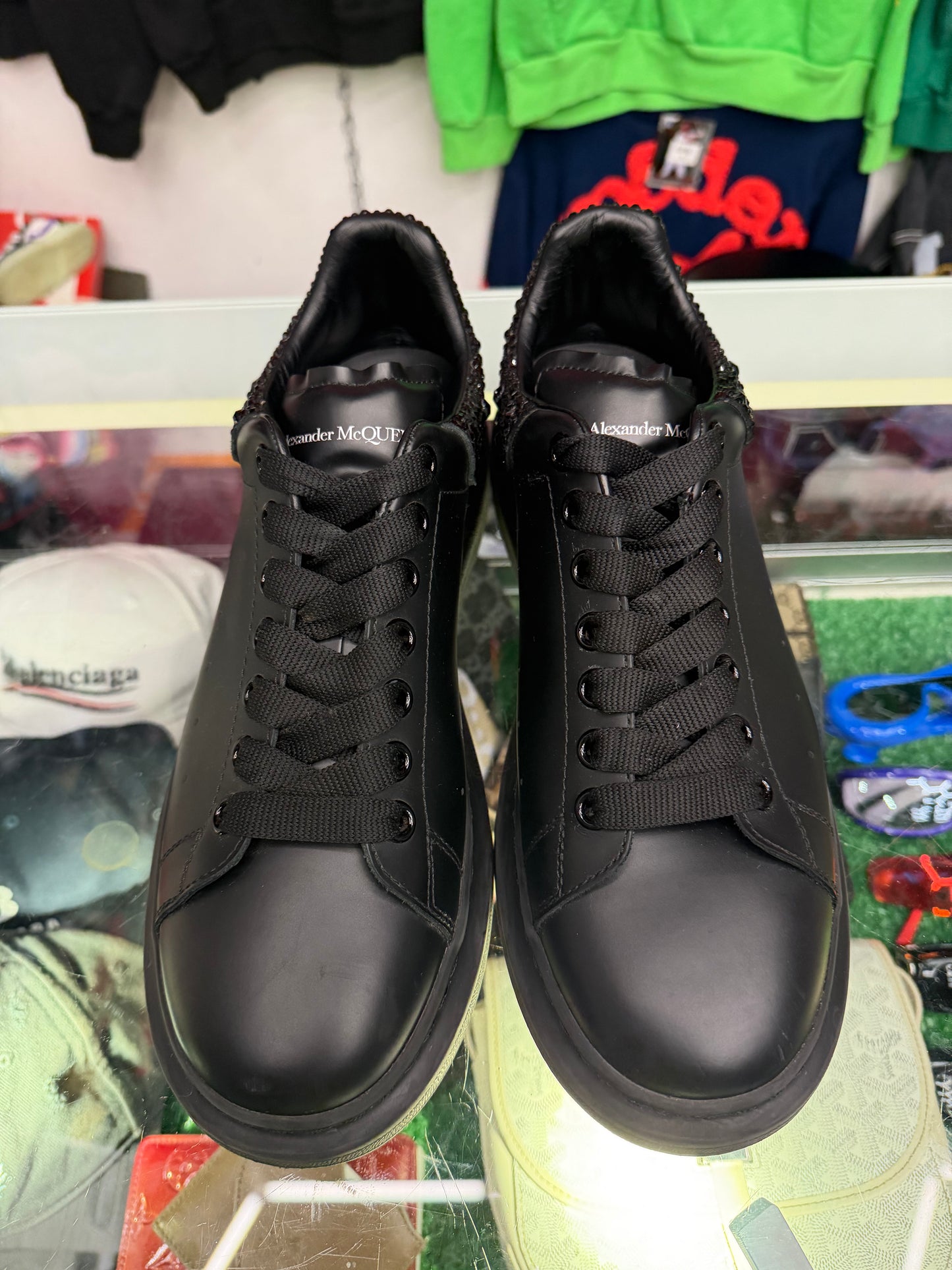 ALEXANDER MCQUEEN BLACK RHINESTONES SNEAKER (PRE-OWNED W/ BOX)